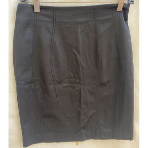 H & M Satiny‎ Black Pencil Skirt Gold Dual Zipper Women's Size 8 Great Condition